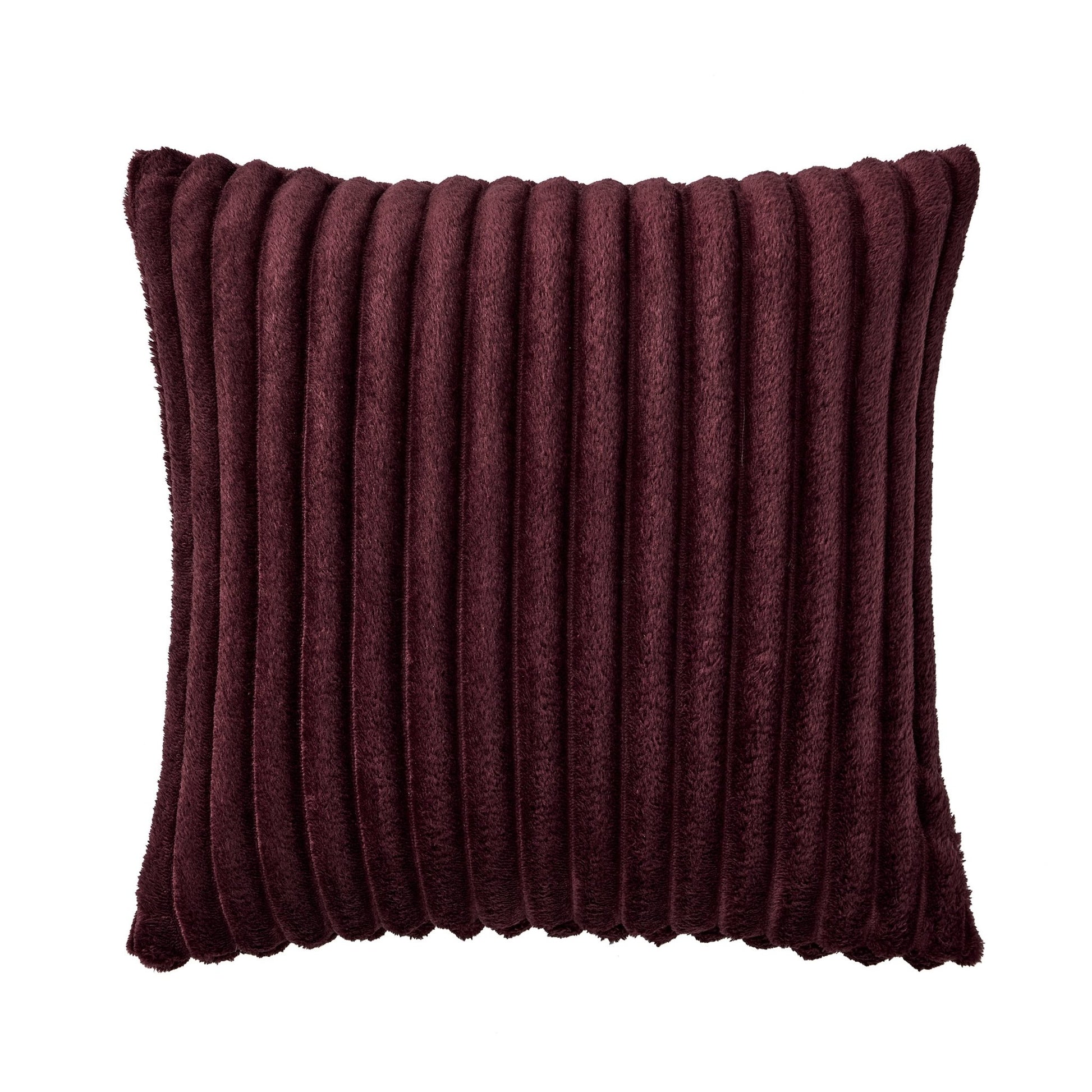 Ribbed Flannel Faux Fur Sofa Cushion Cover - Aubergine - DUSK