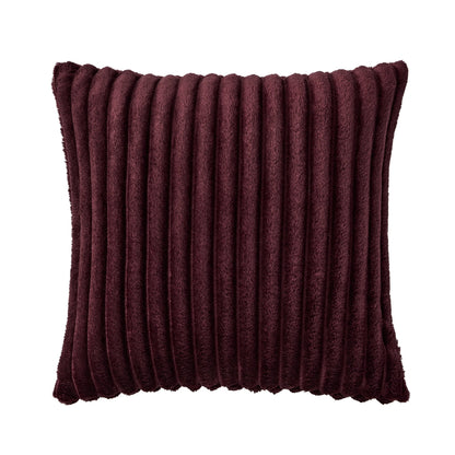 Ribbed Flannel Faux Fur Sofa Cushion Cover - Aubergine - DUSK