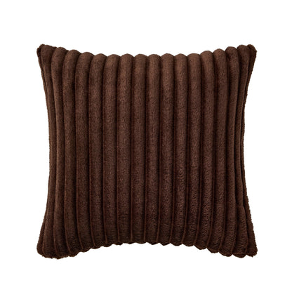 Ribbed Flannel Faux Fur Sofa Cushion Cover - Chocolate - DUSK