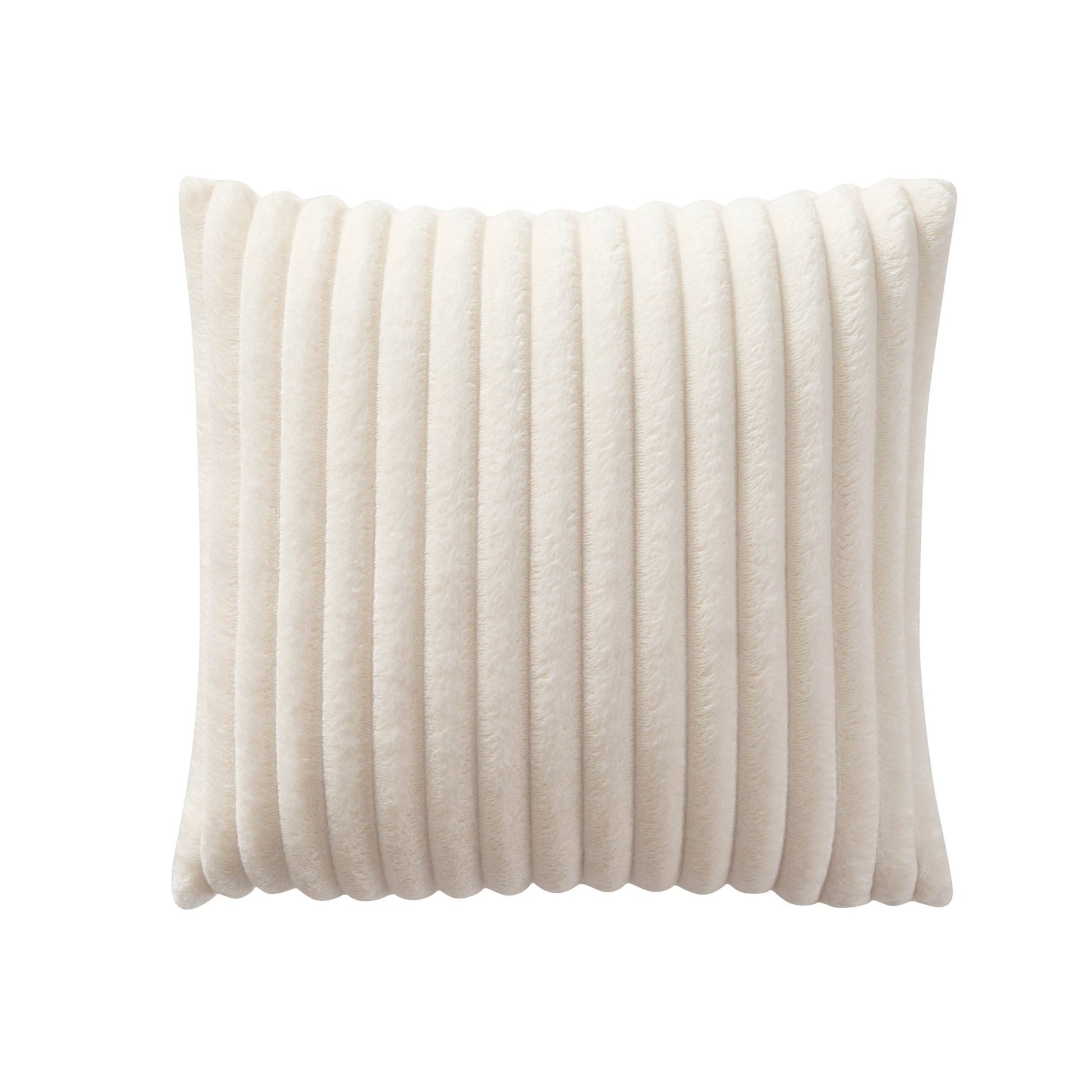 Ribbed Flannel Faux Fur Sofa Cushion Cover - Cream - DUSK