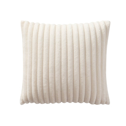Ribbed Flannel Faux Fur Sofa Cushion Cover - Cream - DUSK