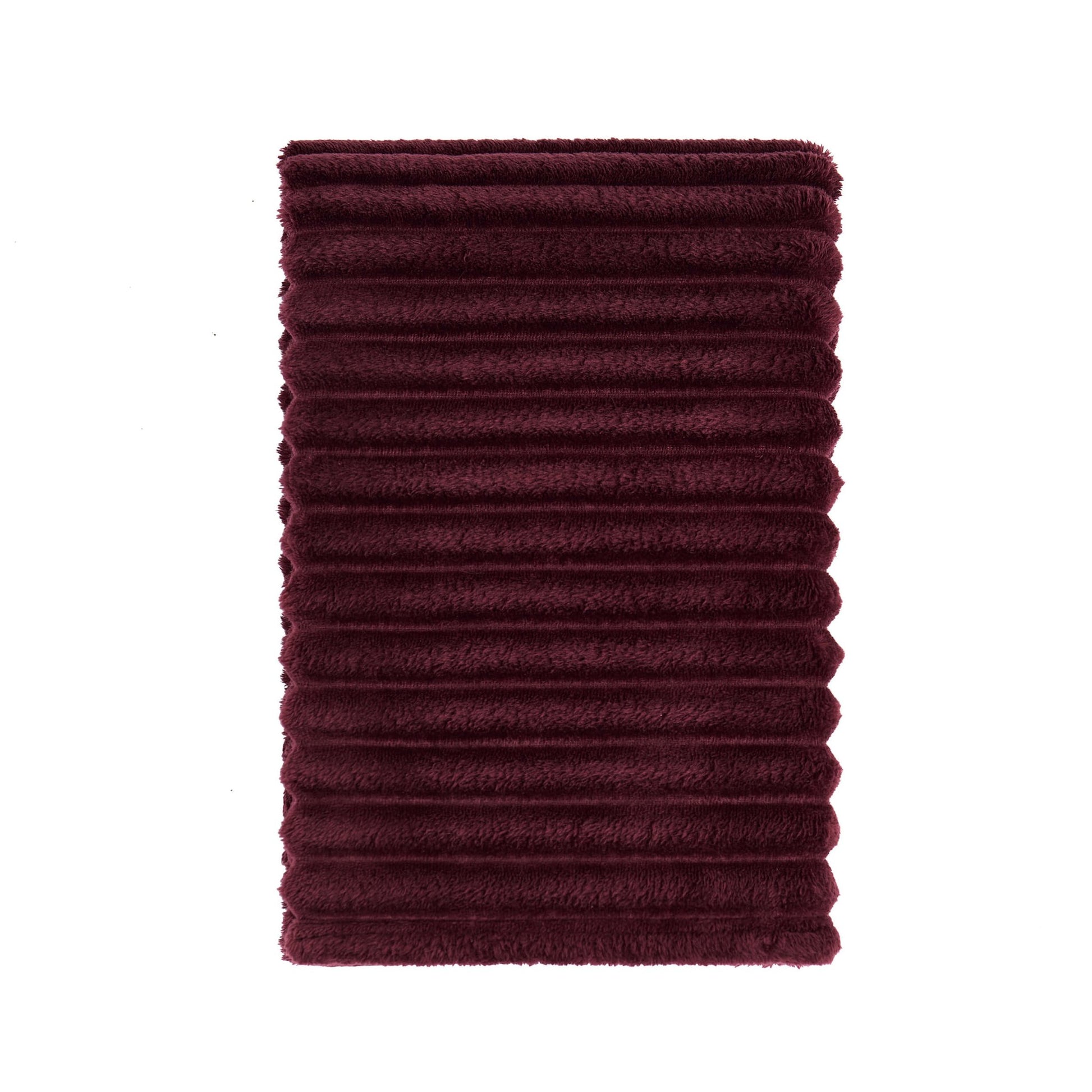 Ribbed Flannel Faux Fur Sofa Throw - Aubergine - DUSK