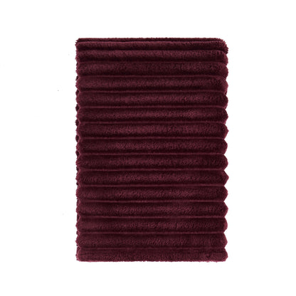 Ribbed Flannel Faux Fur Sofa Throw - Aubergine - DUSK
