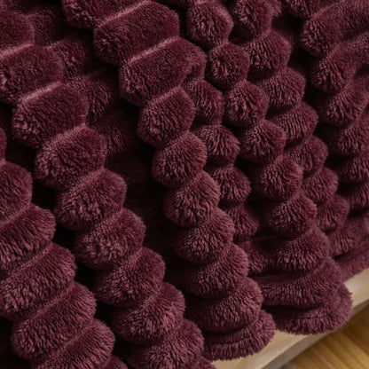 Ribbed Flannel Faux Fur Sofa Throw - Aubergine - DUSK