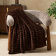 Ribbed Flannel Faux Fur Sofa Throw - Chocolate - DUSK
