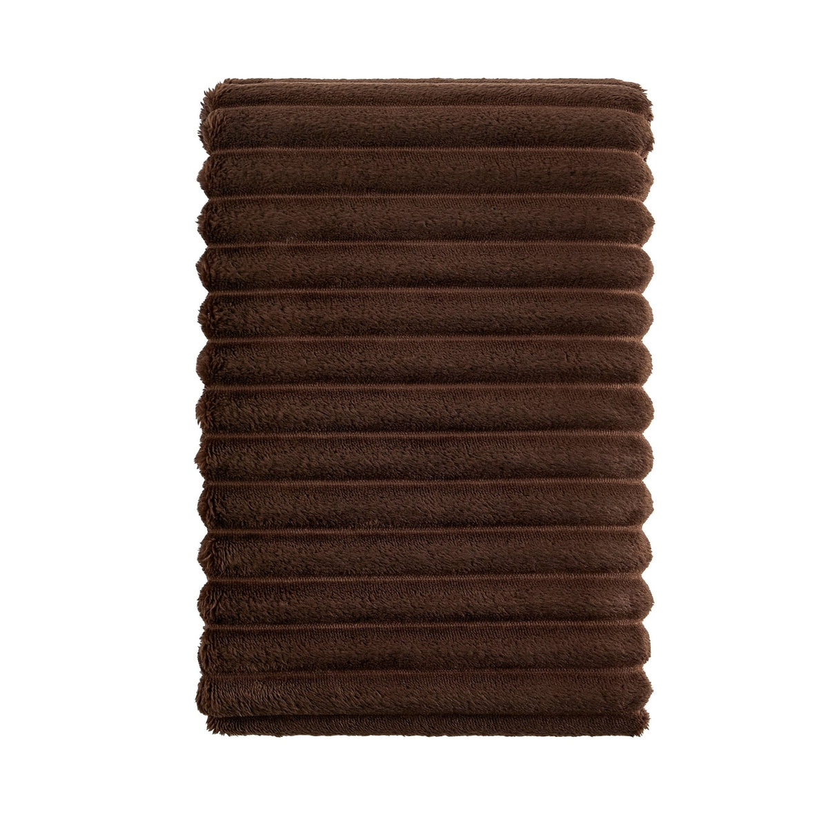 Ribbed Flannel Faux Fur Throw - Chocolate - DUSK
