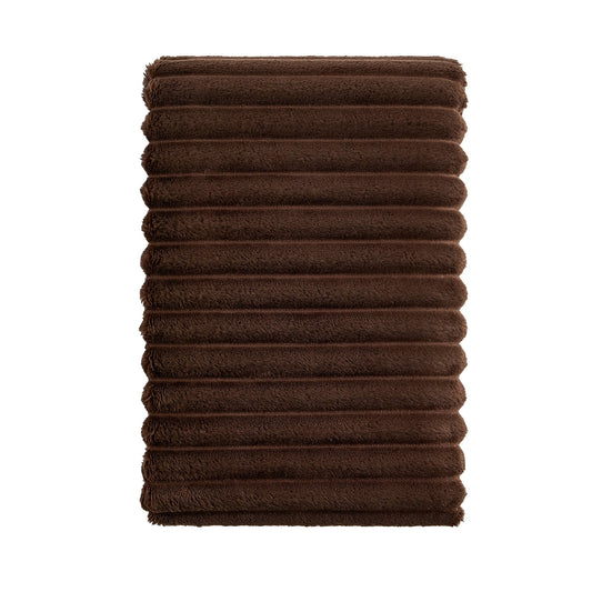 Ribbed Flannel Faux Fur Throw - Chocolate - DUSK