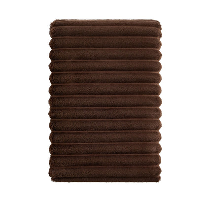 Ribbed Flannel Faux Fur Throw - Chocolate - DUSK