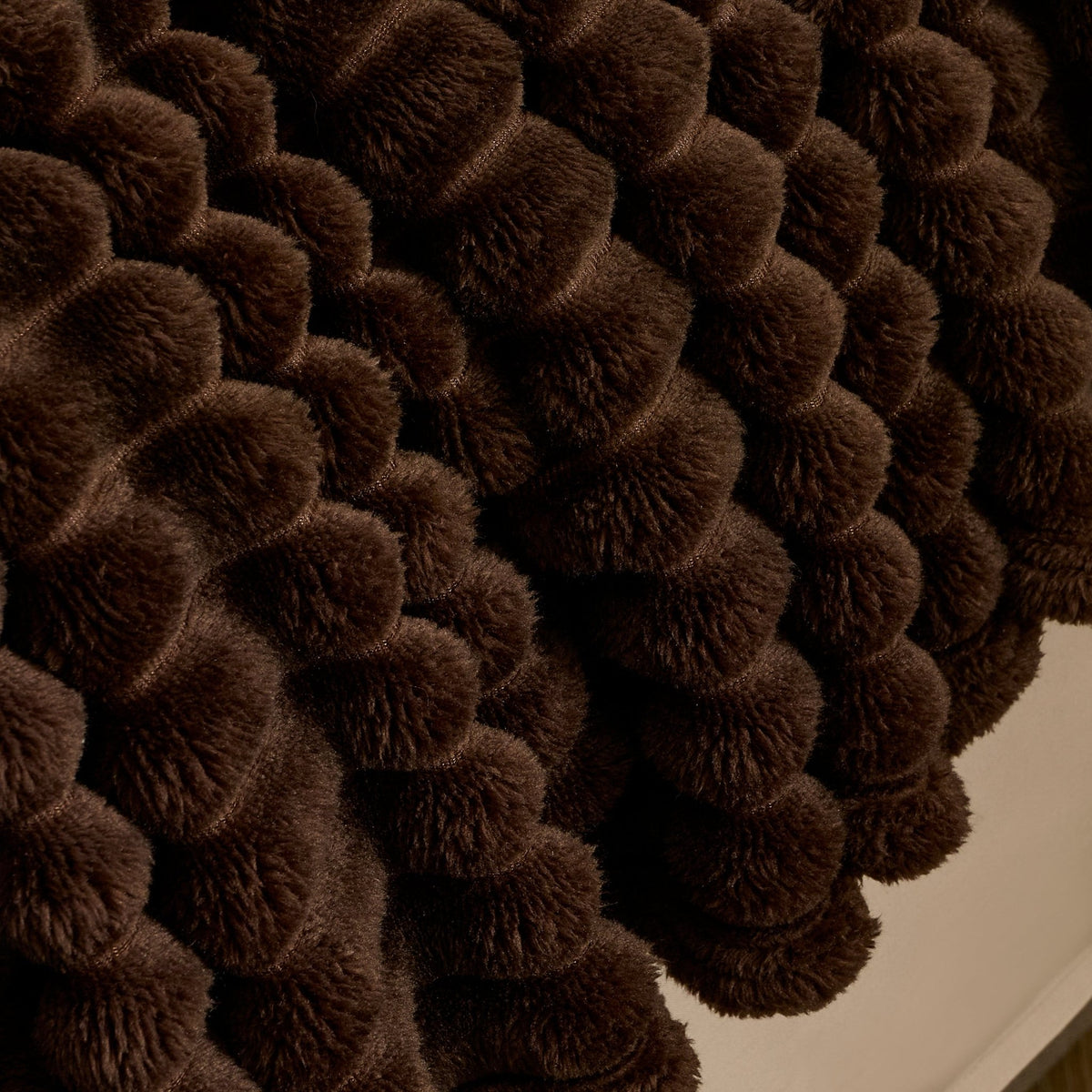 Ribbed Flannel Faux Fur Throw - Chocolate - DUSK