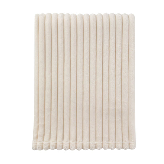 Ribbed Flannel Faux Fur Throw - Cream - DUSK