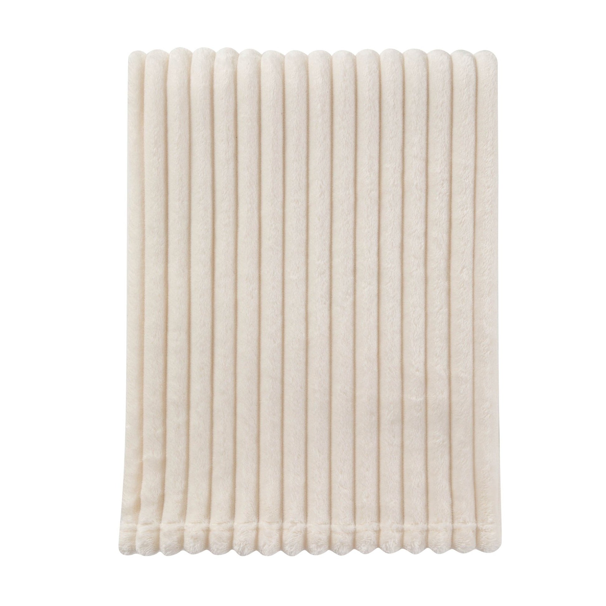 Ribbed Flannel Faux Fur Throw - Cream - DUSK