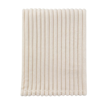 Ribbed Flannel Faux Fur Throw - Cream - DUSK