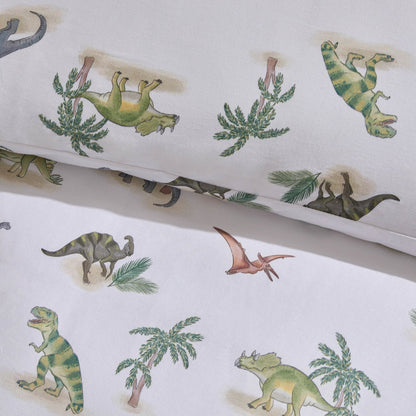 Riley 100% Cotton Dino Print Duvet Cover Set - Green - DUSK