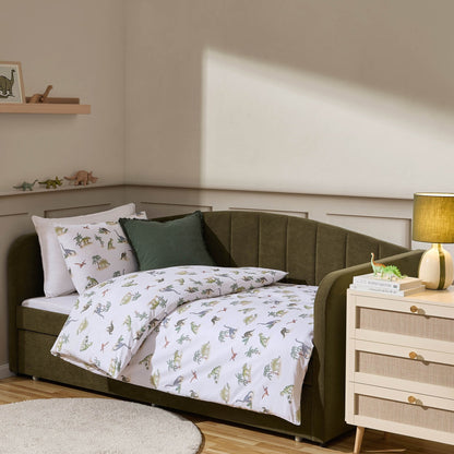 Riley 100% Cotton Dino Print Duvet Cover Set - Green - DUSK