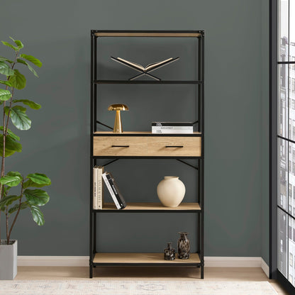 Riley Bookshelf with Drawers - Light Wood - DUSK