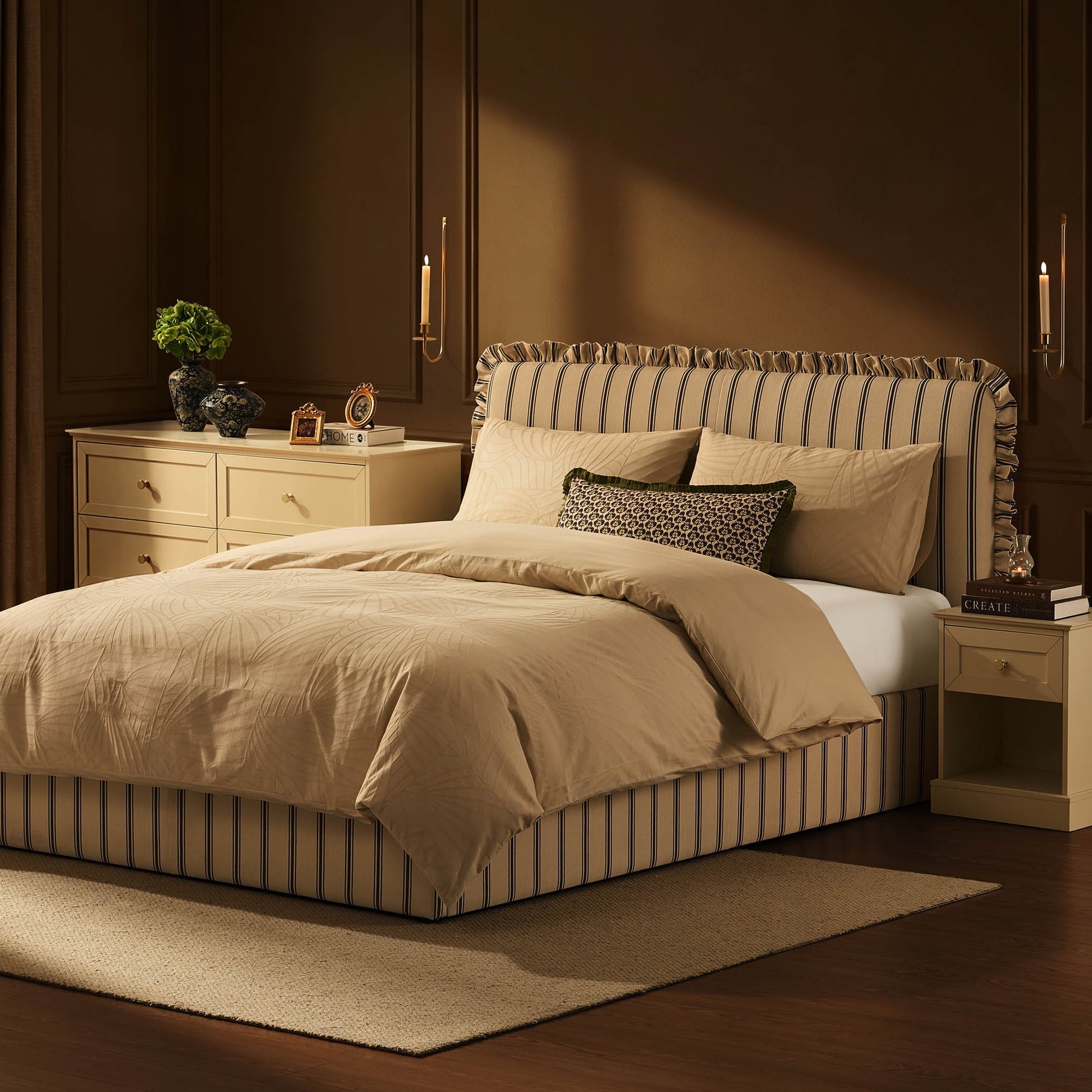Riva Ottoman Storage Bed - Blue Stripe - DUSK