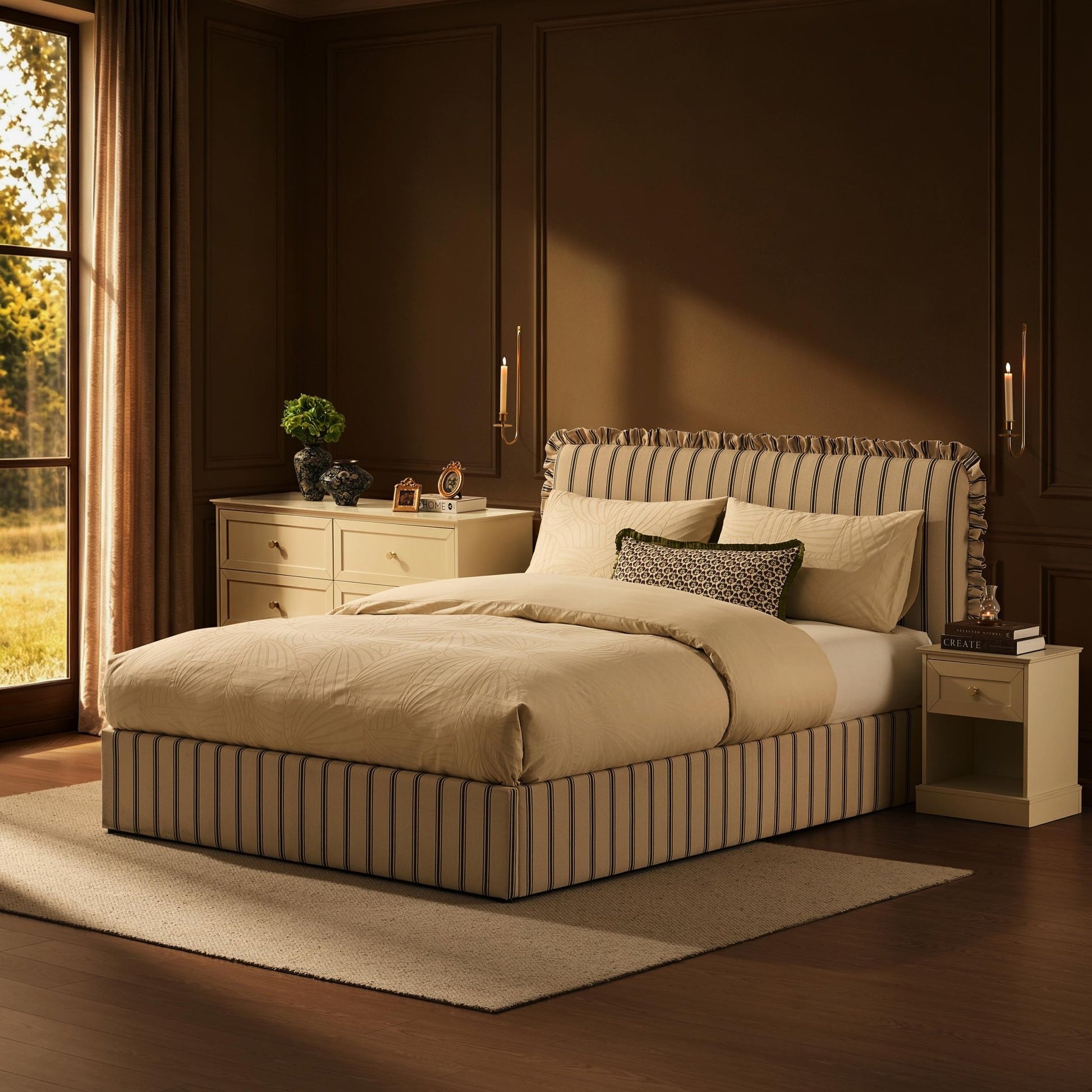 Riva Ottoman Storage Bed - Blue Stripe - DUSK