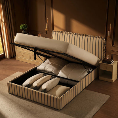 Riva Ottoman Storage Bed - Blue Stripe - DUSK
