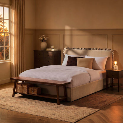 Riva Ottoman Storage Bed - Chenille Ivory - DUSK