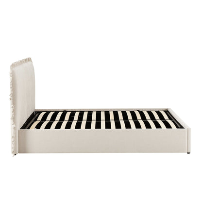 Riva Ottoman Storage Bed - Chenille Ivory - DUSK