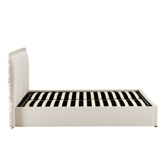 Riva Ottoman Storage Bed - Chenille Ivory - DUSK
