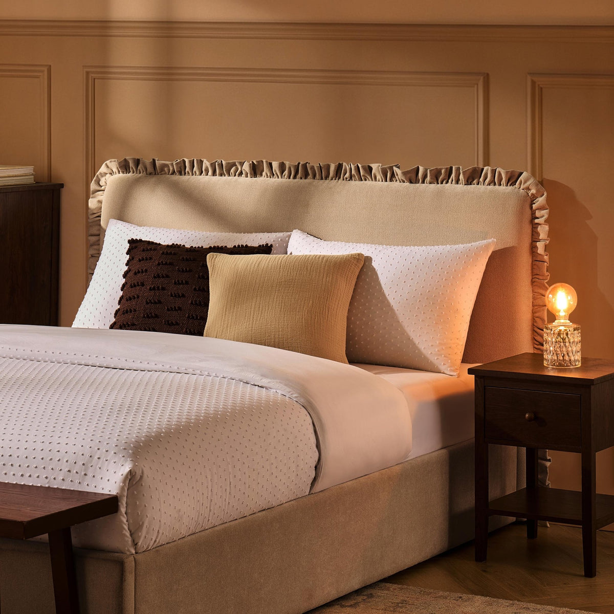 Riva Ottoman Storage Bed - Chenille Ivory - DUSK
