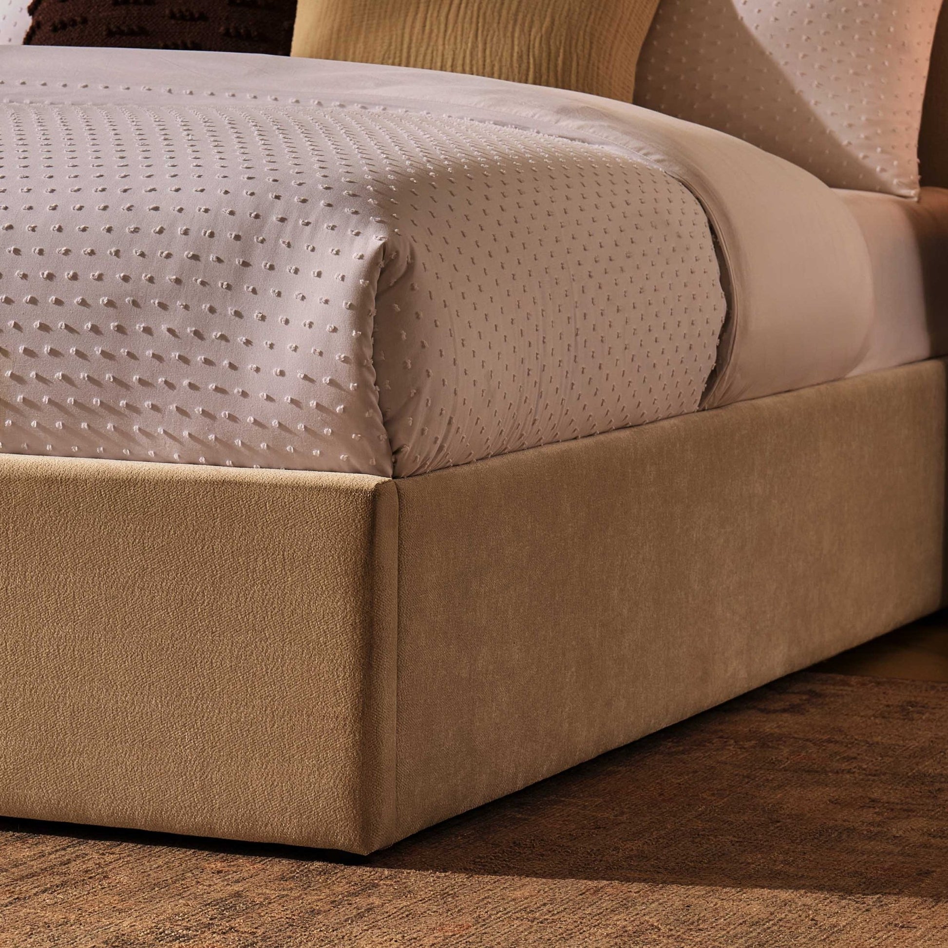 Riva Ottoman Storage Bed - Chenille Ivory - DUSK