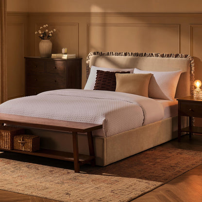 Riva Ottoman Storage Bed - Chenille Ivory - DUSK
