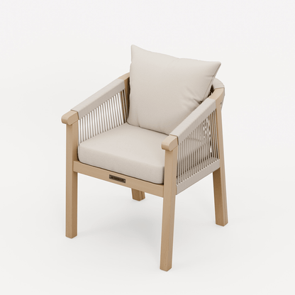 Roma Outdoor 2 Seater Round Bistro Table and Dining Chairs - Beige - DUSK