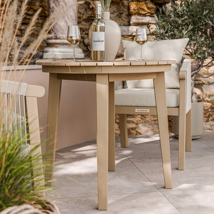 Roma Outdoor 2 Seater Round Bistro Table and Dining Chairs - Beige - DUSK