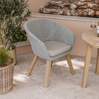 Roma Outdoor 2 Seater Round Bistro Table and Sol Dining Chairs - Beige - DUSK