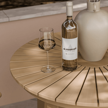 Roma Outdoor 2 Seater Round Bistro Table and Sol Dining Chairs - Beige - DUSK