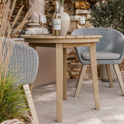 Roma Outdoor 2 Seater Round Bistro Table and Sol Dining Chairs - Beige - DUSK