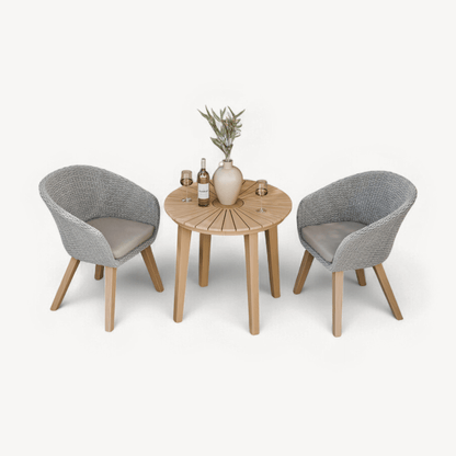 Roma Outdoor 2 Seater Round Bistro Table and Sol Dining Chairs - Beige - DUSK
