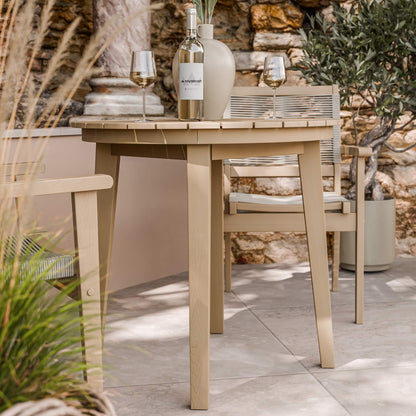 Roma Outdoor 2 Seater Round Bistro Table and Stacking Chairs - Beige - DUSK
