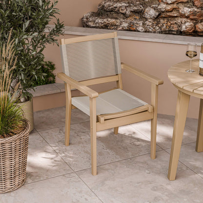 Roma Outdoor 2 Seater Round Bistro Table and Stacking Chairs - Beige - DUSK