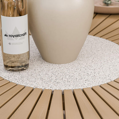 Roma Outdoor 4 Seater Round Bistro Table and Stacking Chairs - Beige - DUSK