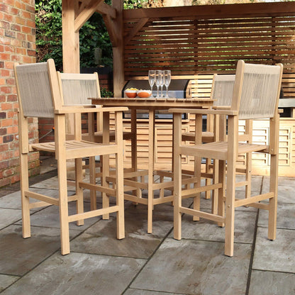 Roma Outdoor 4 Seater Round High Bar Table and Barstools - Beige - DUSK