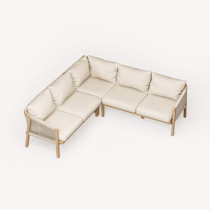 Roma Outdoor 5 Seater Corner Lounge Set with Square Coffee Table - Beige - DUSK