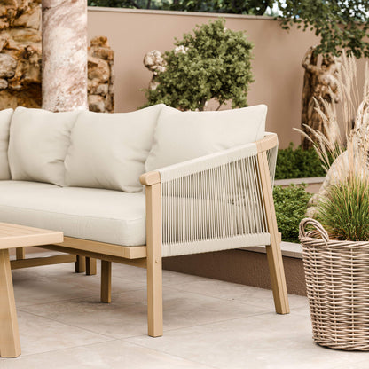Roma Outdoor 5 Seater Corner Lounge Set with Square Coffee Table - Beige - DUSK