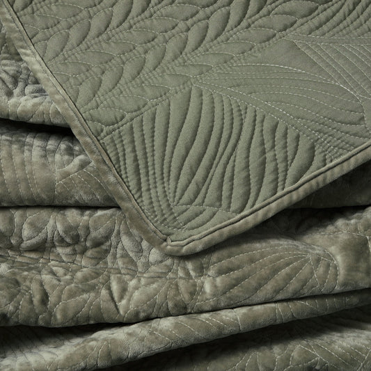 Rome Velvet Greek Matelasse Bedspread - Basil - DUSK