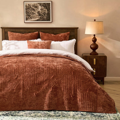 Rome Velvet Greek Matelasse Bedspread - Orange - DUSK