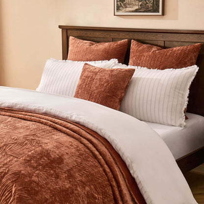 Rome Velvet Greek Matelasse Bedspread - Orange - DUSK