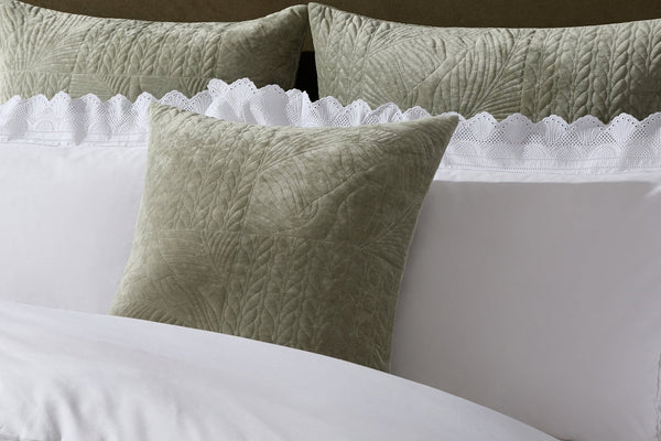 Rome Velvet Greek Matelasse Cushion Cover - Basil - DUSK