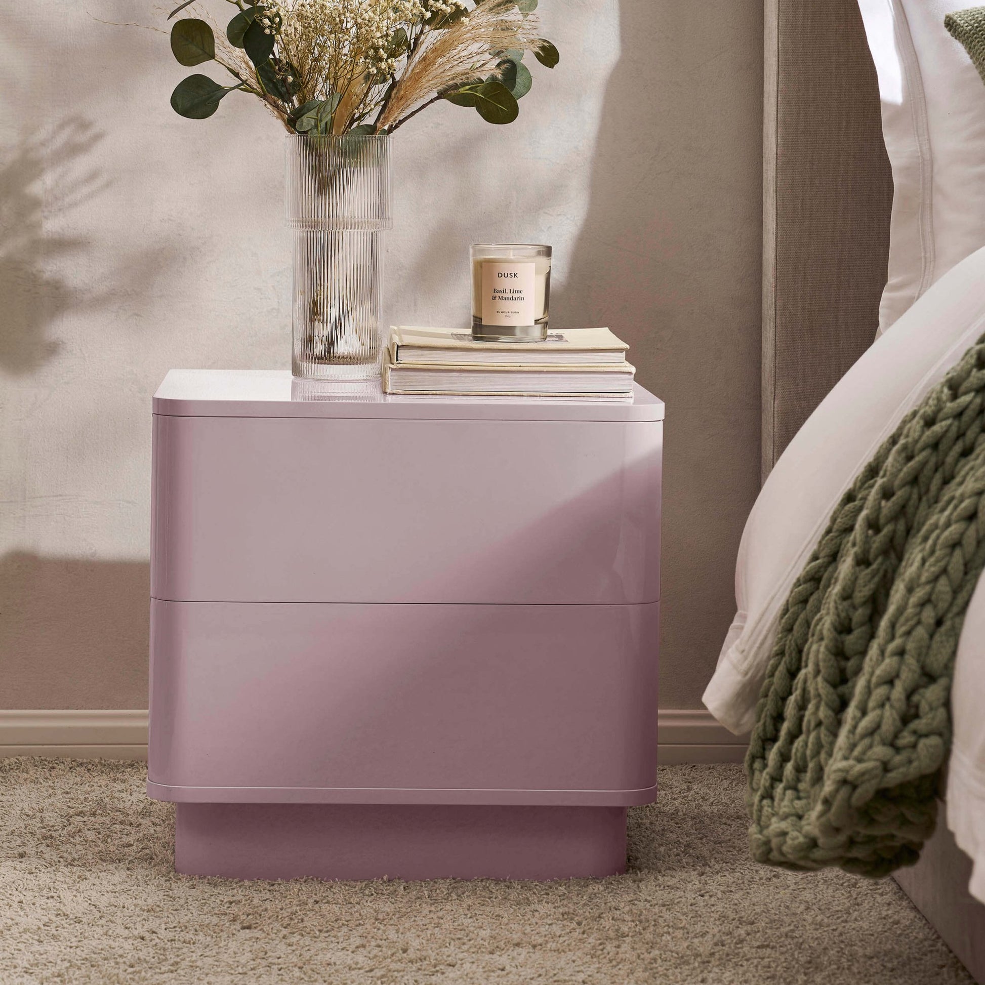 Romilly 2 Drawer Bedside Table - Violet Ice - DUSK