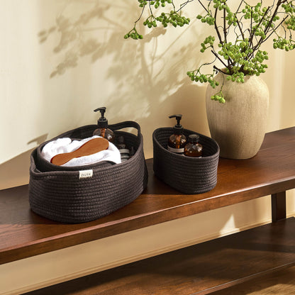 Rope Storage Basket Cube Set - Chocolate - DUSK