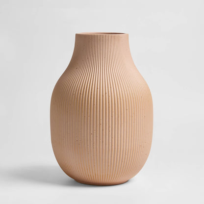 Rose Matt Ribbed Clay Vase - Pink - DUSK