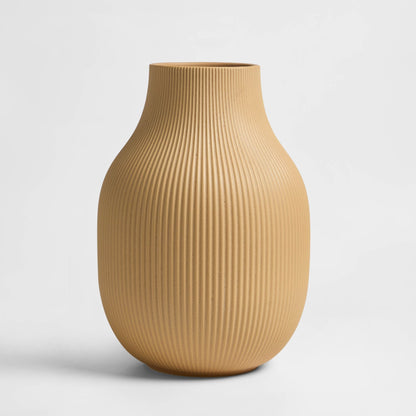 Rose Matt Ribbed Clay Vase - Sand - DUSK