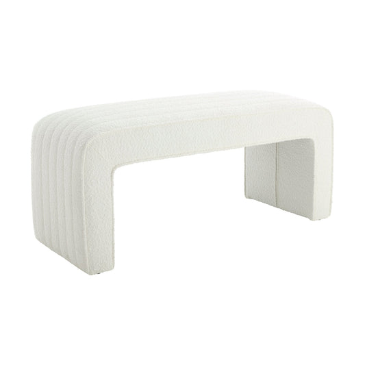 Rosewood Panelled Bench - Boucle Ivory - DUSK