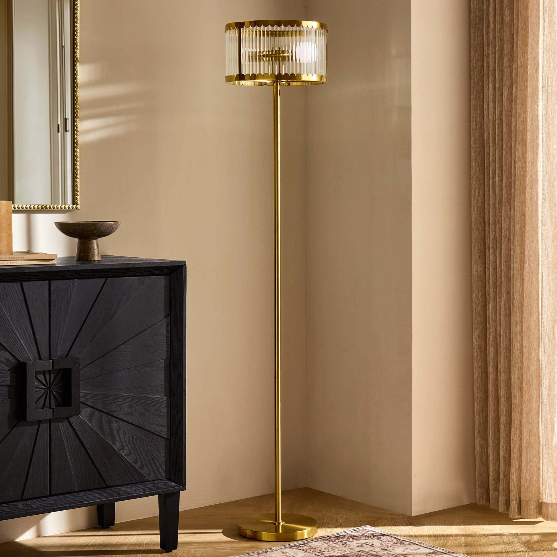 Rosie Glass Scallop Floor Lamp - Gold - DUSK